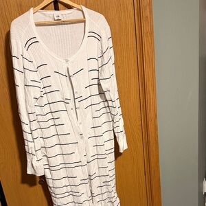 CAbi White and Black Striped Cardigan